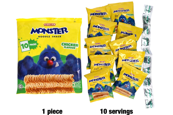 Zoom bild av Mamee Monster Noodle Snack in Bag - Chicken Flavor 10x(10x25g)