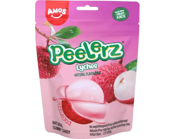 Zoom bild av CN Amos Peelerz Gummy Candy - Lychee 24x65g.